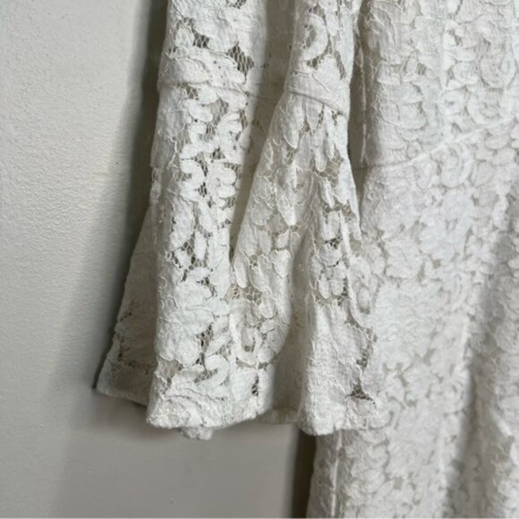 Lulus Favorite Flair White Lace Flounce Sleeve Dress Size Small Romantic - Picture 10 of 15
